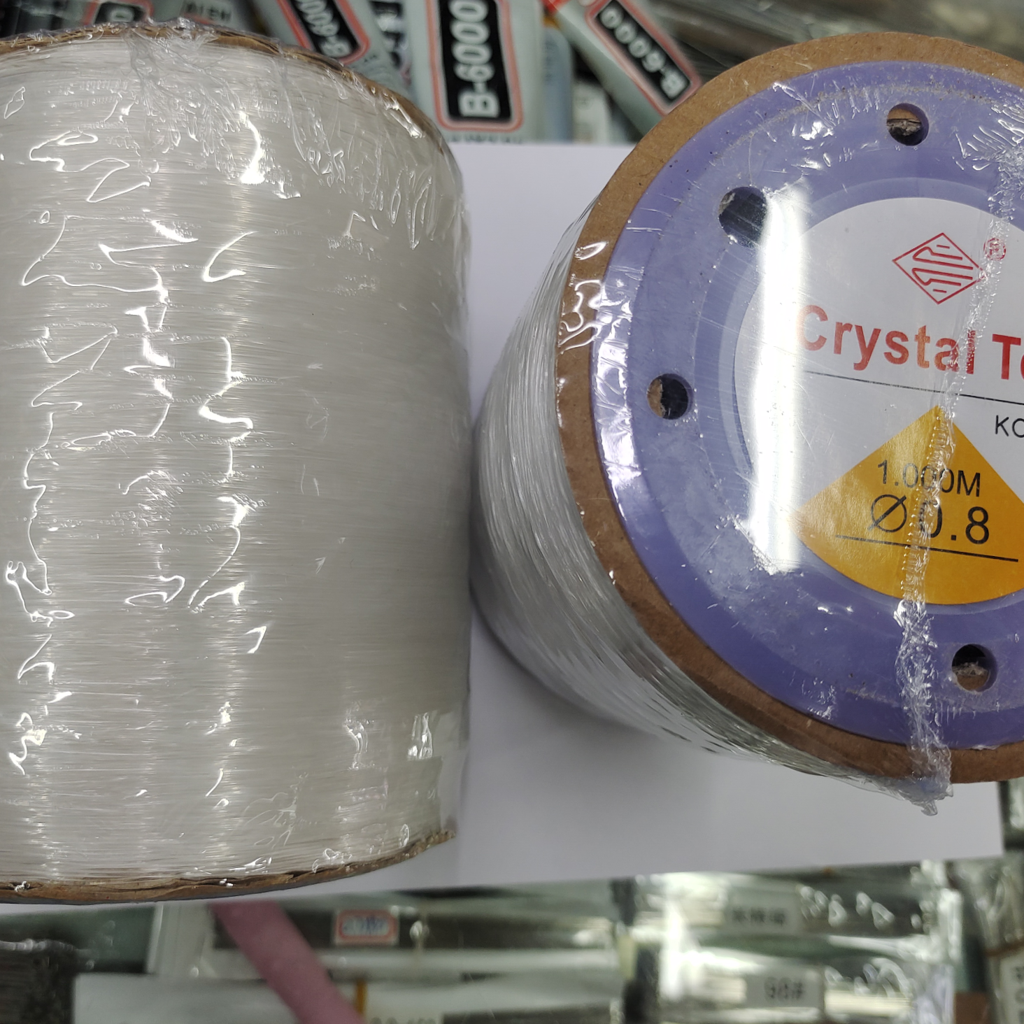 Large round elastic fish silk thread Transparent white bead crystal thread Elastic bead bead bead bead string 0.8mm