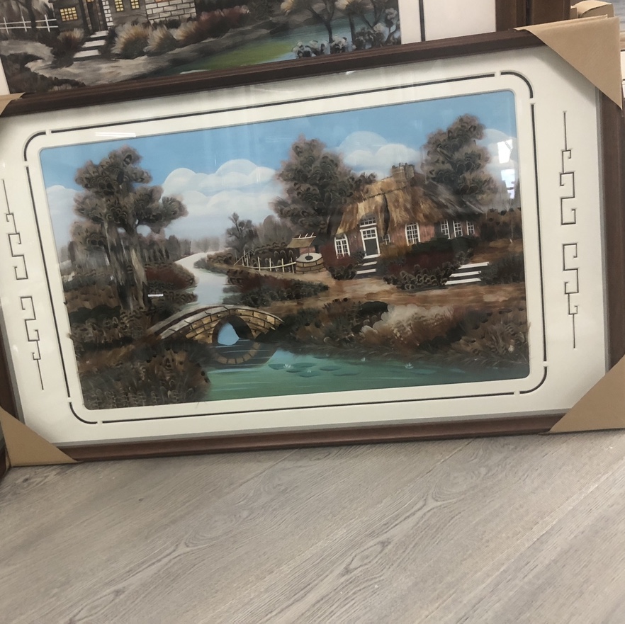 义乌大森装饰110X80cm纯手工羽毛画装饰画源远流长a131