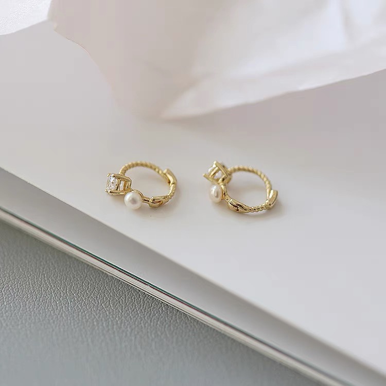 Pearl ear buckles 1465, retro and unique, long, super sparkling zircon, ethnic style, versatile, tassel, seven-color earrings, copper earrings, Yiwu zircon