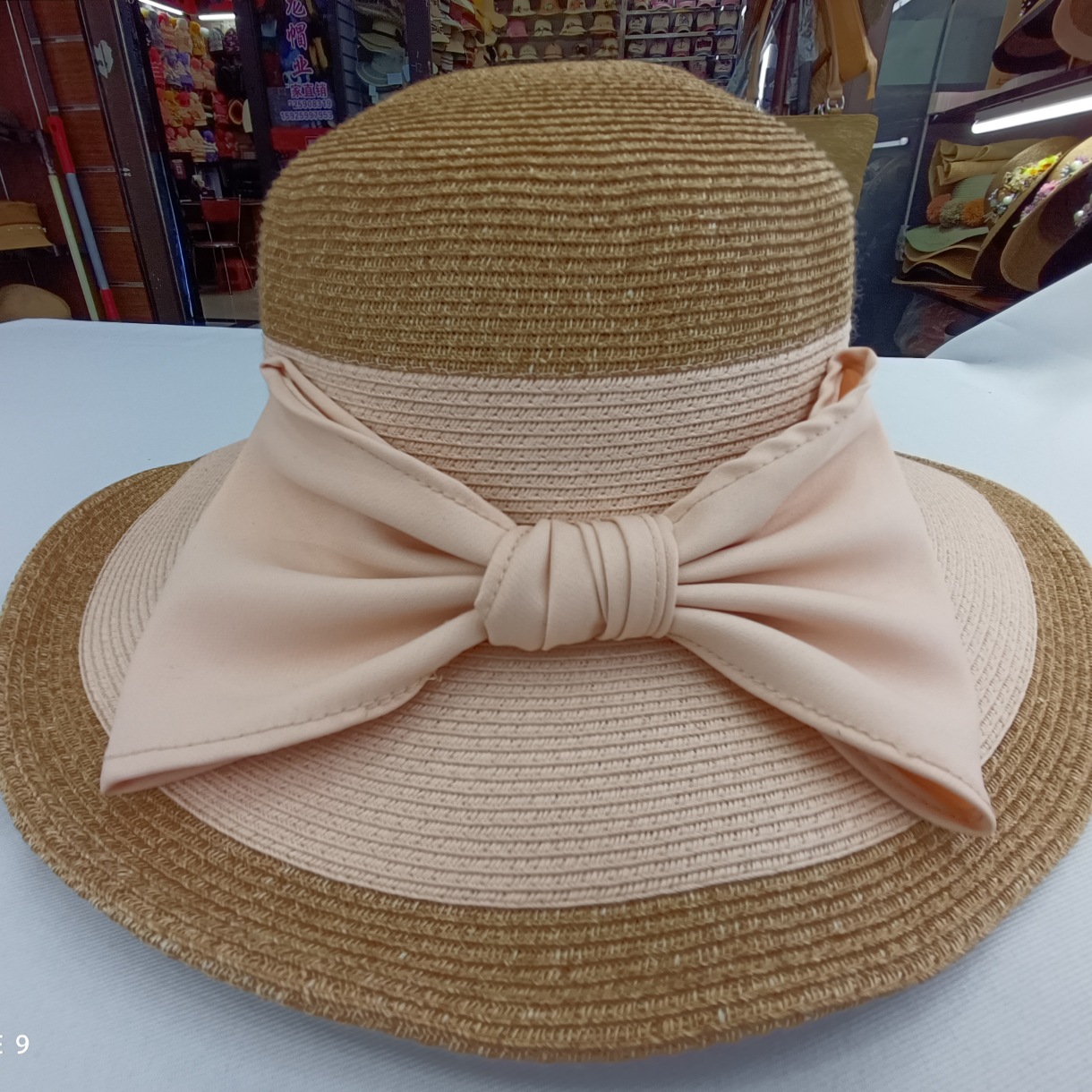 Pink Straw Hat With Big Bow