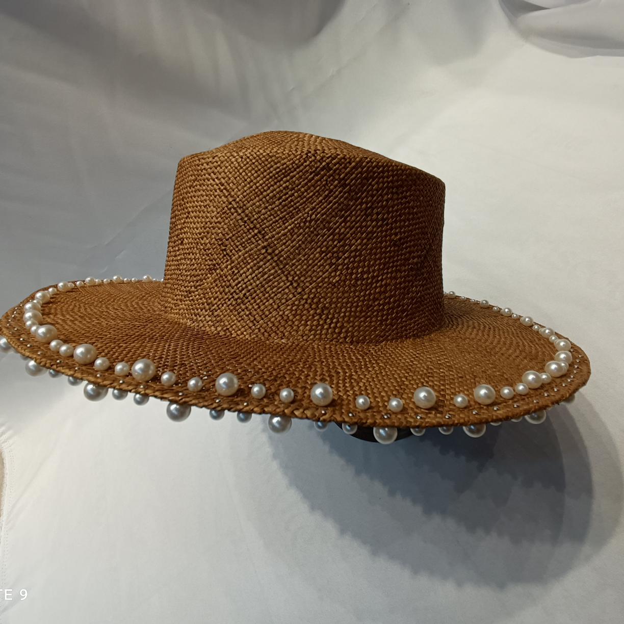 Precious Grass Khaki Pearl Straw Hat