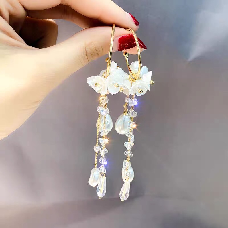 Retro national style court Lolita sweet temperament tassel earrings