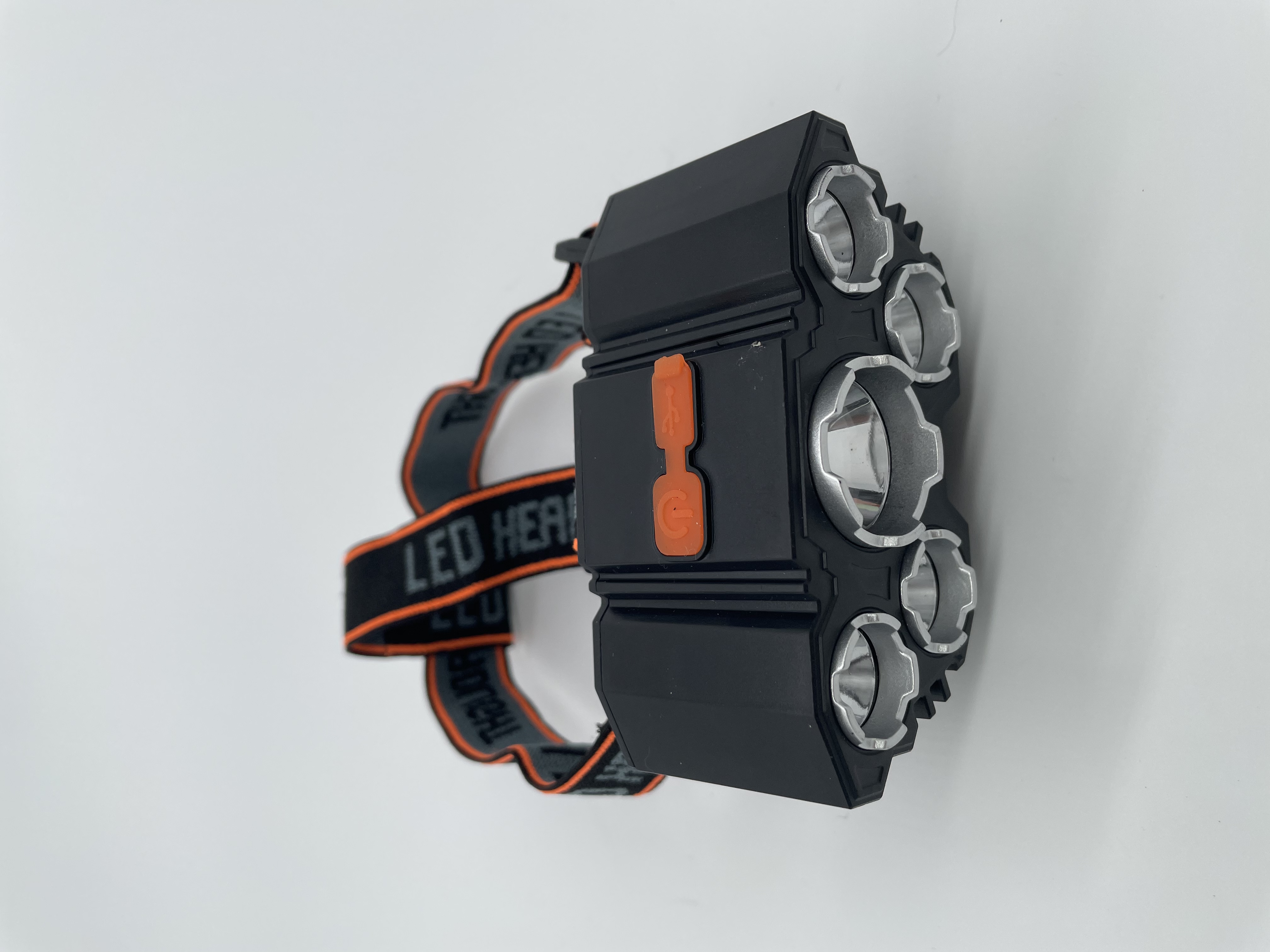 新款5LED头灯多头照明内置电池塑料充电USB头灯产品图