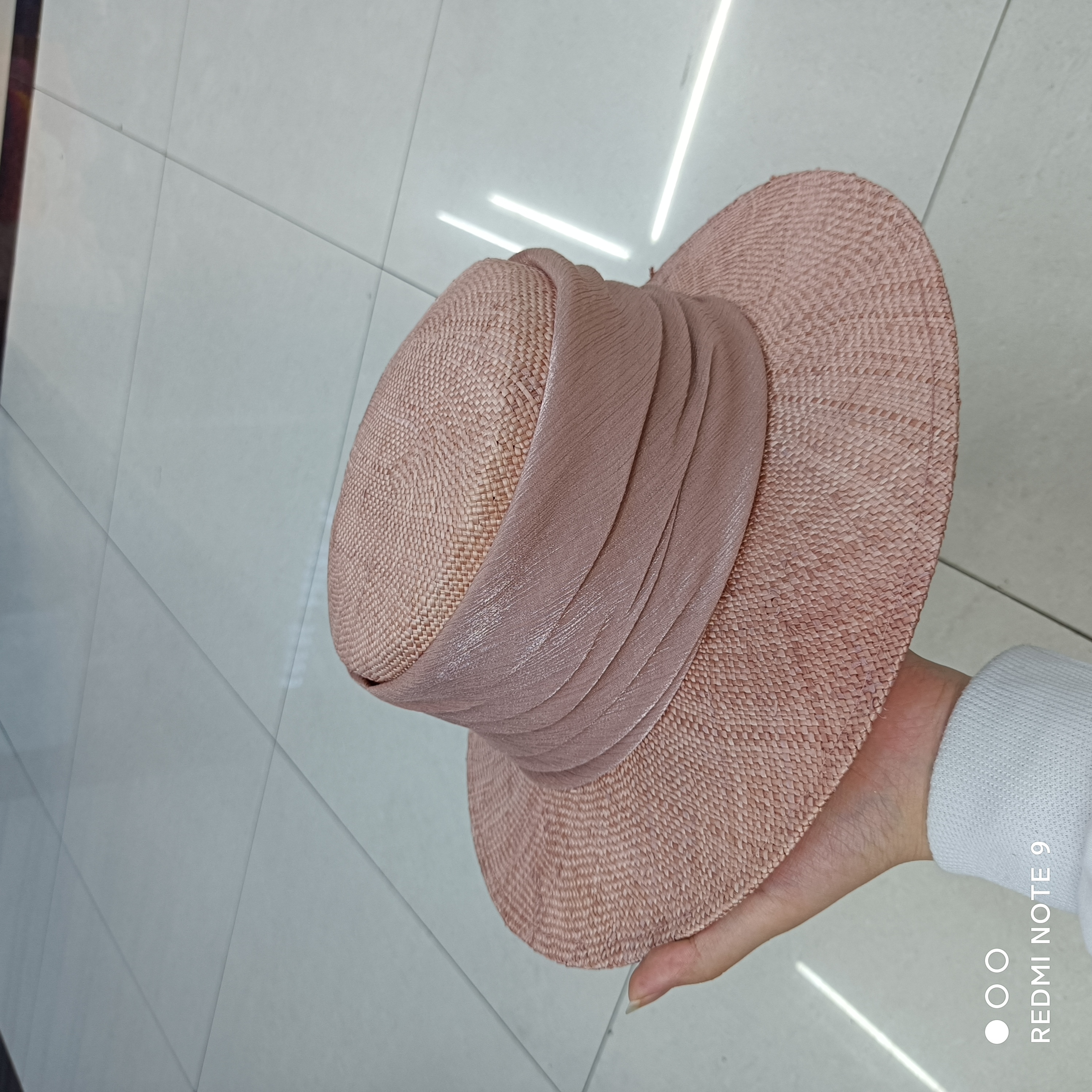 Precious Grass With Pink Flat Top Hat