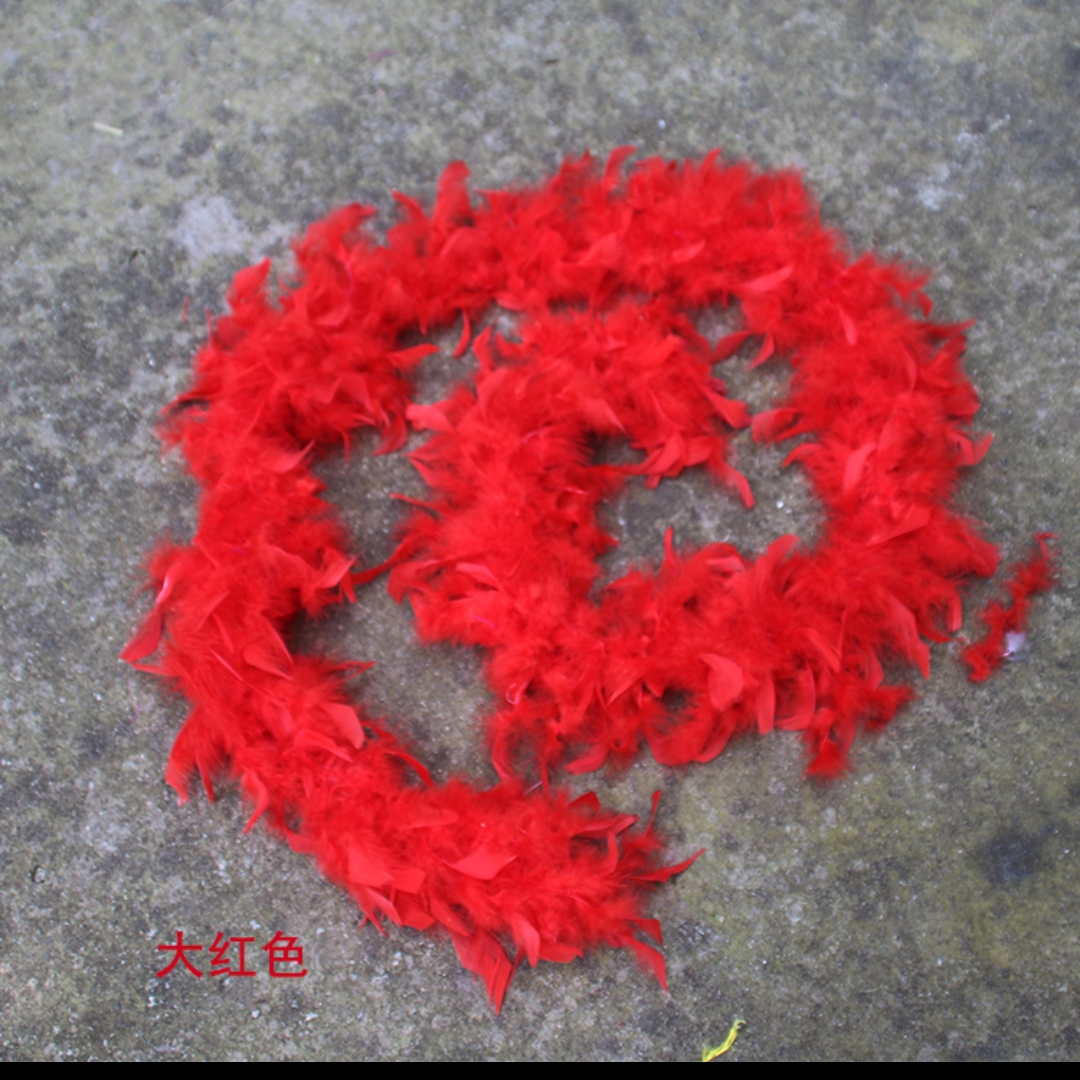 火鸡火片羽毛毛条70克两米大红色