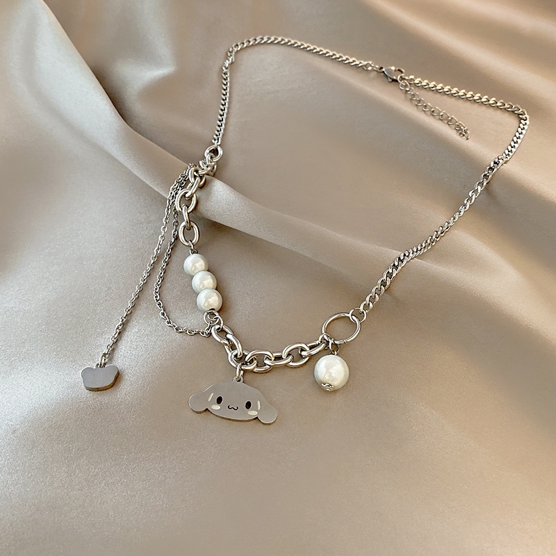 Titanium steel cinnamon Dog necklace 2021 new style for women's summer, non-fading, light luxury, niche design, collarbone chain, hip-hop style