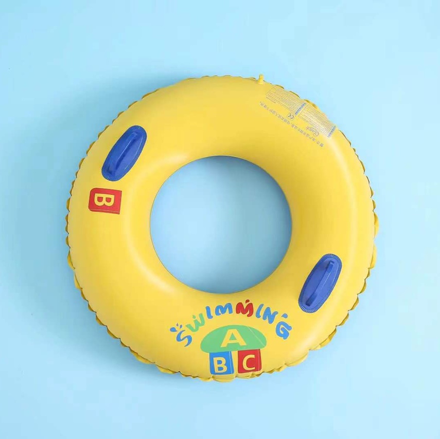 Thickened Ab Yellow Underarm Handle Inflatable Swimming Ring 100Cm