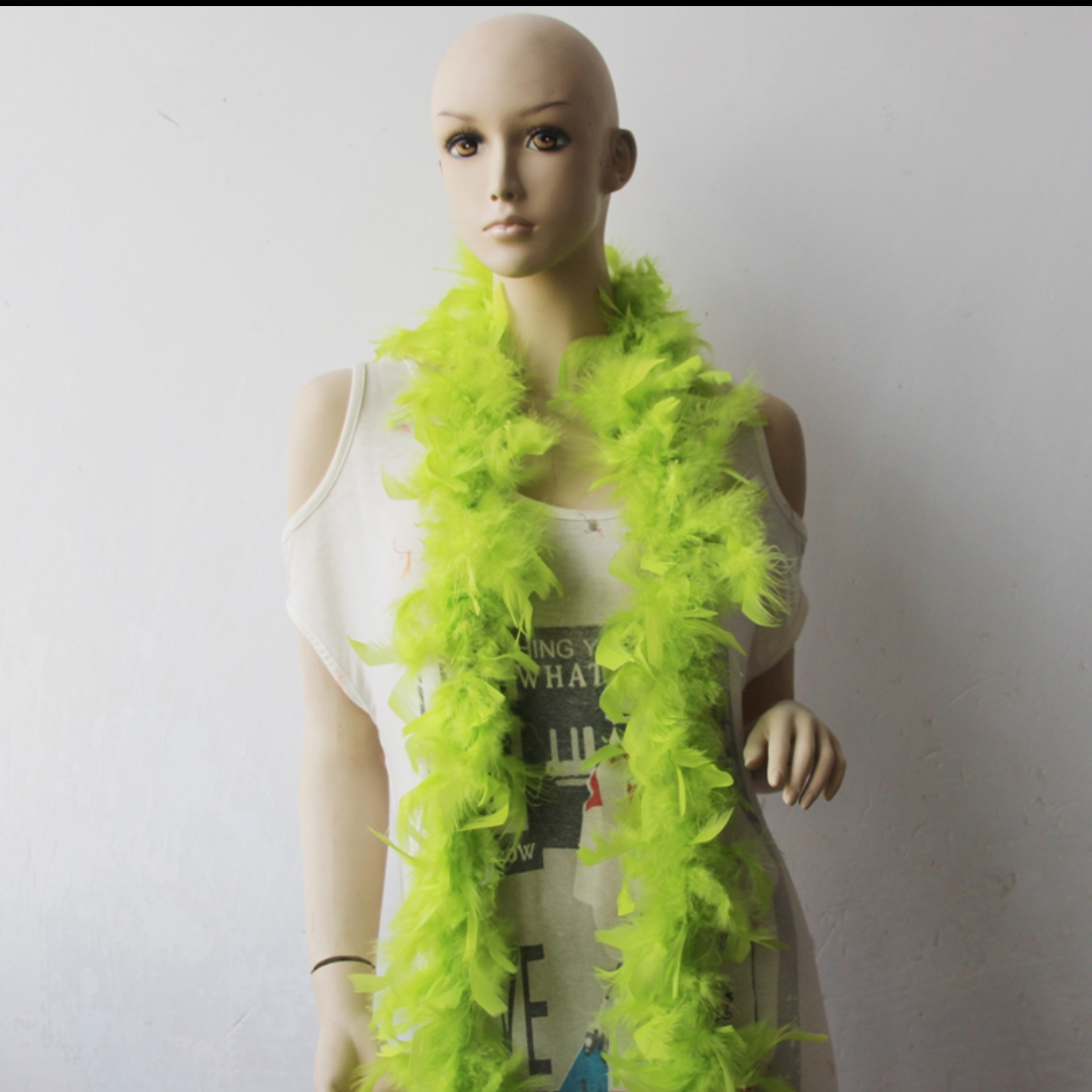 火鸡火片羽毛毛条60克两米苹果绿