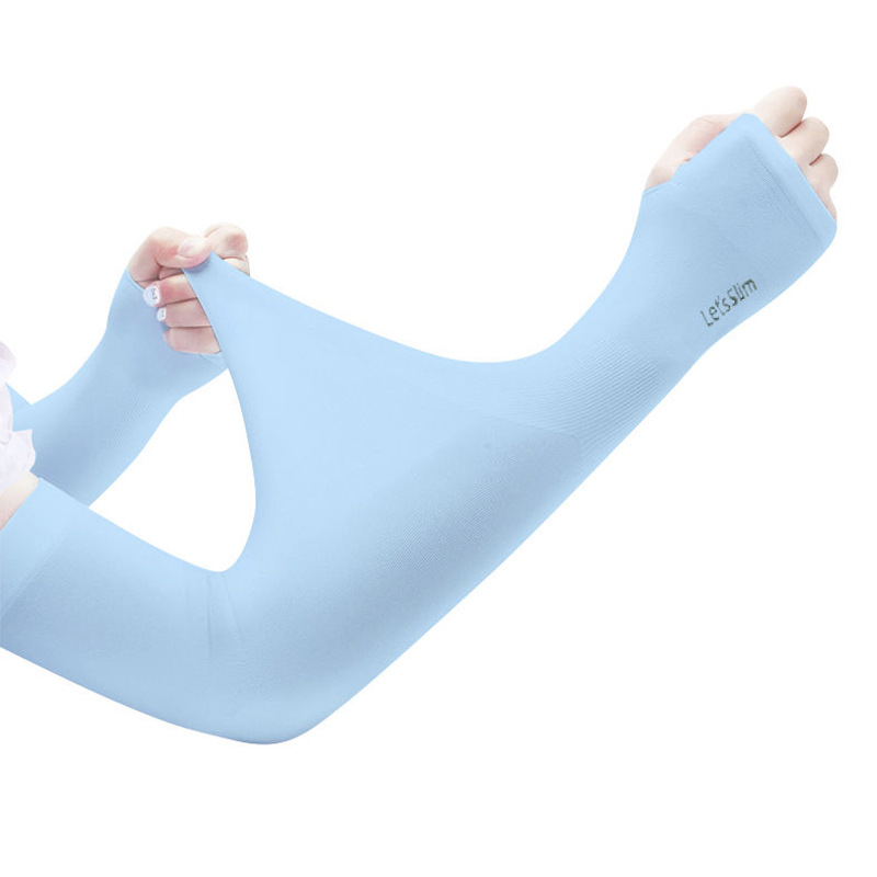 Summer Sun Protection Sleeve Uv Protection Ice Sleeve For Men And Women Arm Sleeve Outdoor Sun Protection Gloves Ice Silk Sleeve Blue