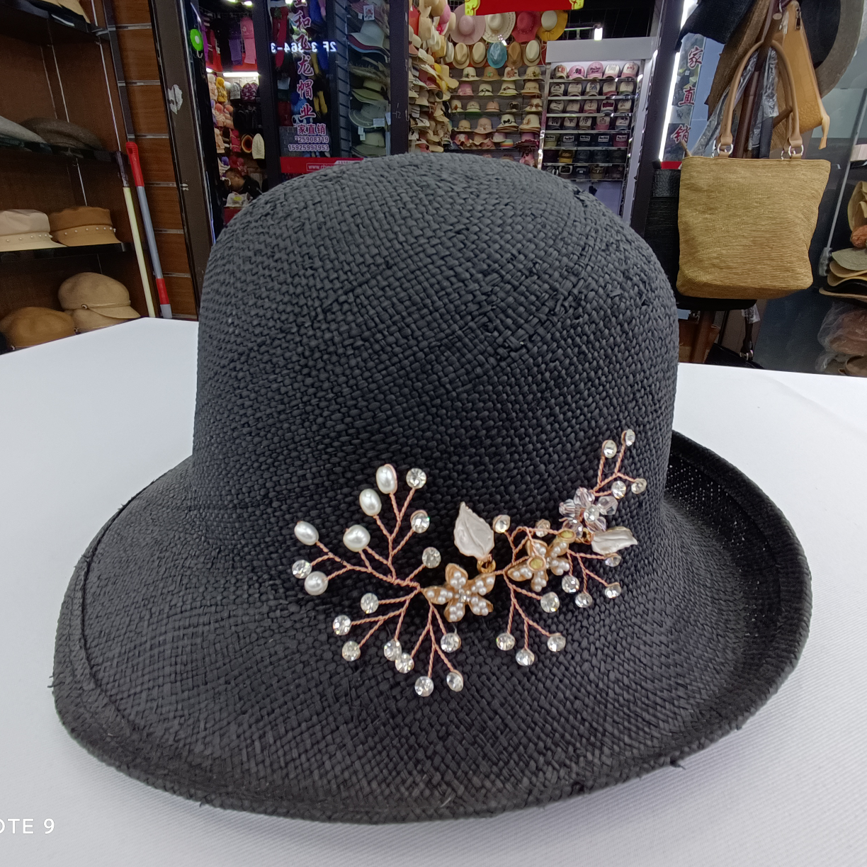 Treasure Grass Rolled Straw Hat Black