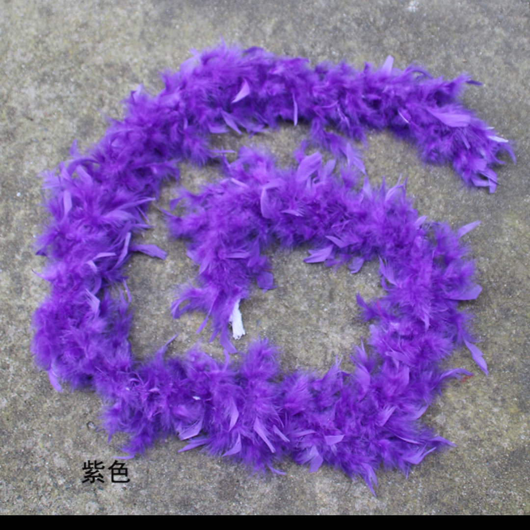 火鸡火片羽毛毛条70克两米紫色