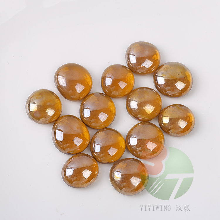 500g, 17-20mm transparent amber yellow glass flat beads, 1.7cm-2.0cm colored coffee-brown glass flat beads, chess pieces, toy fish tank decoration, colorful irregular-shaped blocks