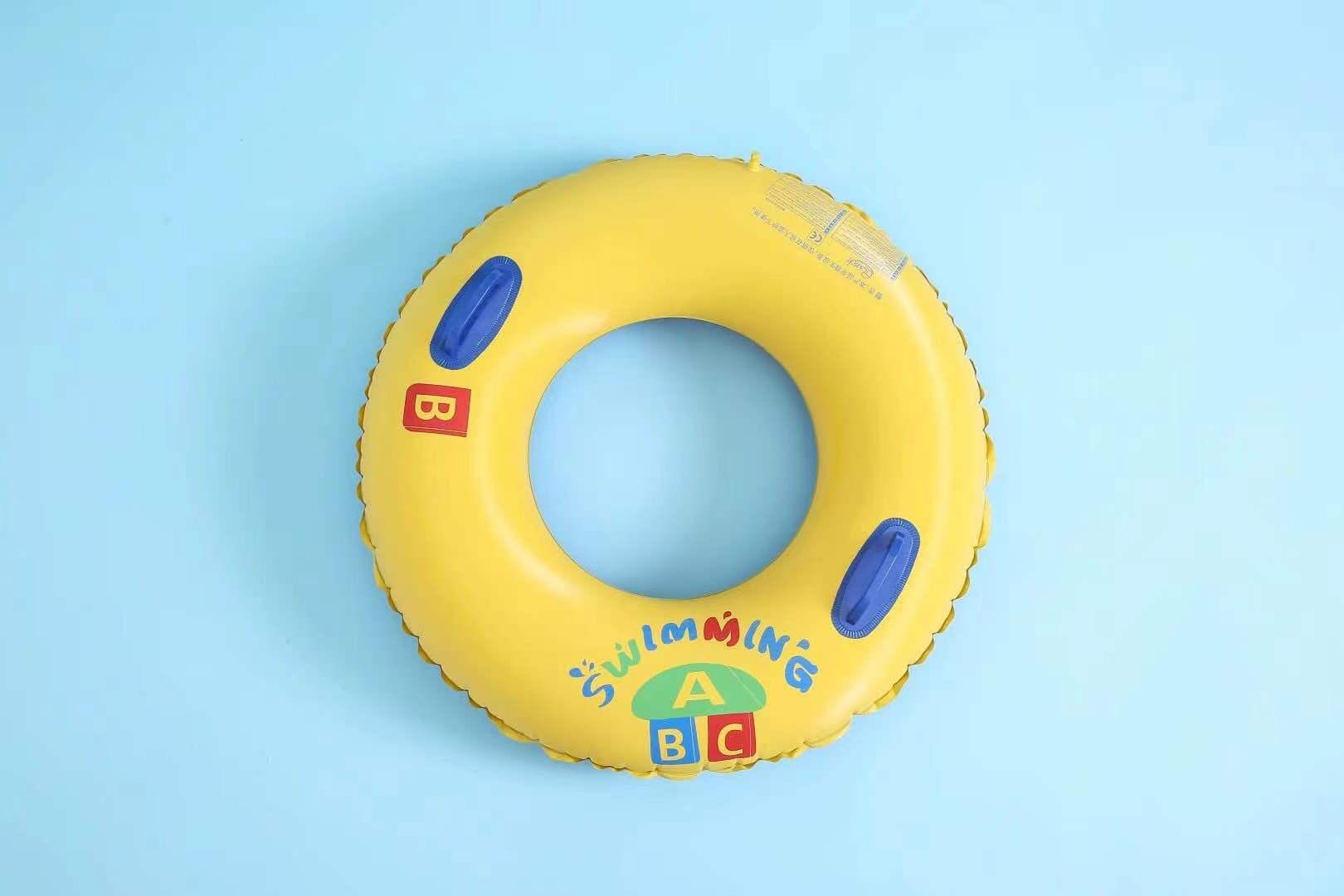 Thickened Ab Yellow Underarm Handle Inflatable Swimming Ring 100Cm Specification drawing