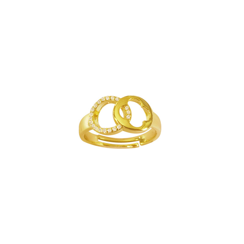 الخاتم الذهبي 18 ك ذو الخواتم الذهبية المصغرة بالنحاس ذو دائرتين Item Picture