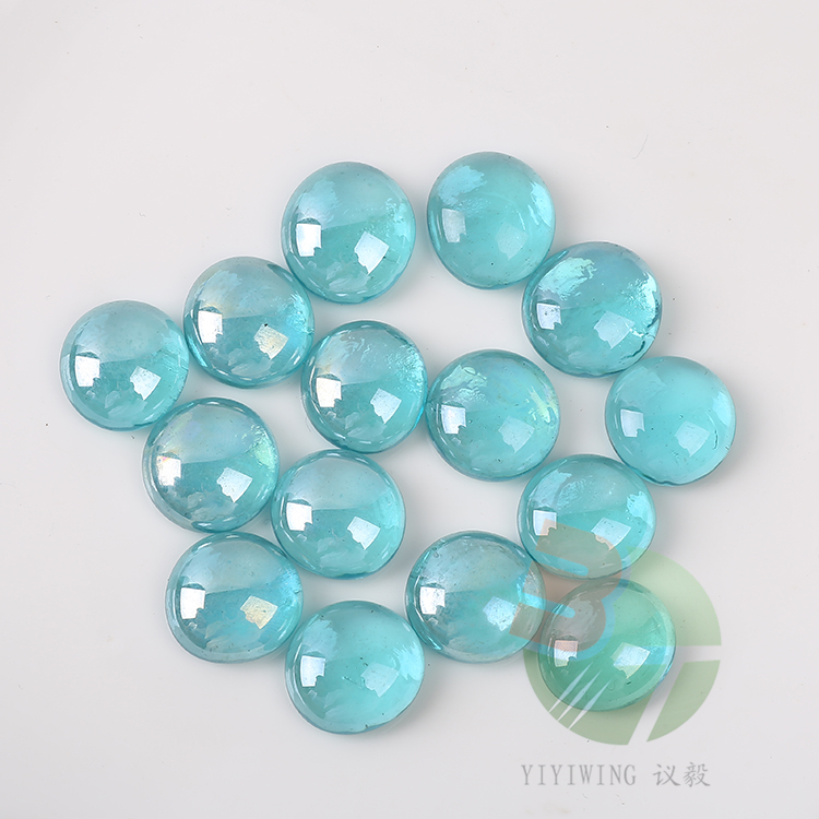500克17-20mm透明海兰玻璃扁珠 1.7cm-2.0cm彩色湖蓝玻璃扁珠 棋子玩具 鱼缸装饰 彩色异形块