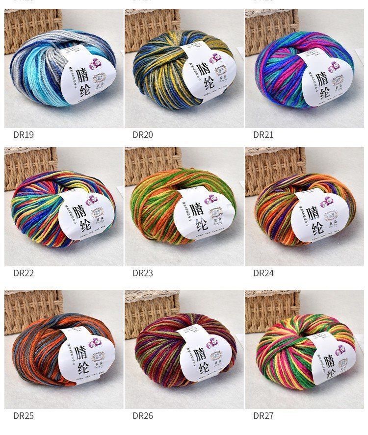 Factory direct sales of segment dyed acrylic thread, medium and coarse wool thread, diy materials, hook shoe thread, hand-woven seat cushion, cotton shoe thread, acrylic detail image 15