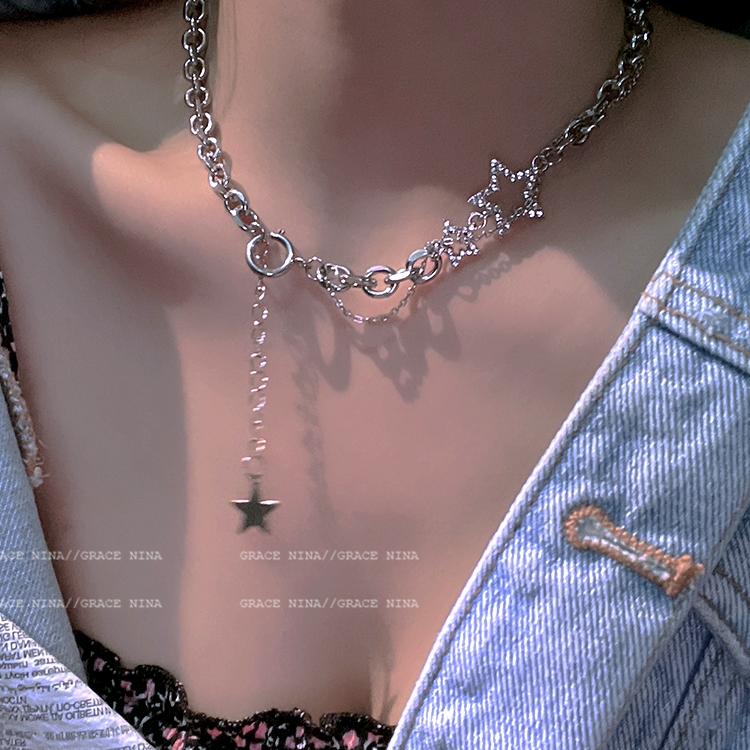 "Dancing Stars ~ Design Sense Necklace for Women's Summer, light luxury and niche collarbone chain, 2021 new trendy ins cold style.
