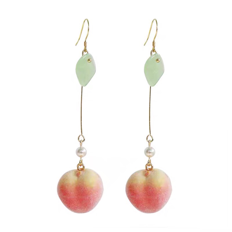 Simulation peach Mori summer new small fresh sweet girl earrings