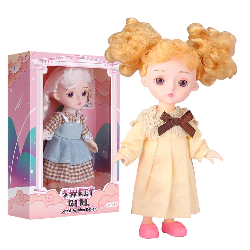 娃娃娃娃16cm芭巴比关节娃娃换装公主套装叮萝莉小马bjd人偶女孩玩具摆件