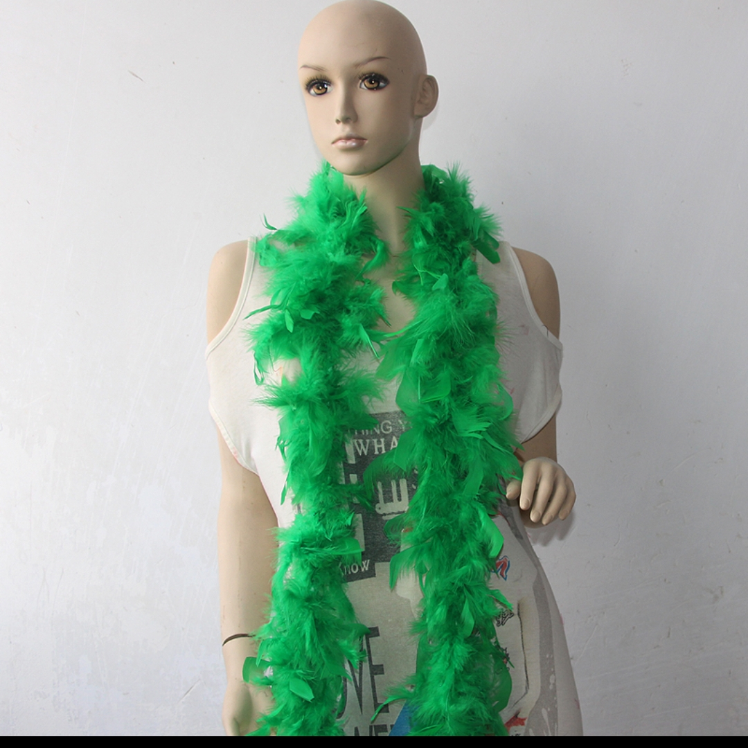 火鸡火片羽毛毛条70克两米绿色