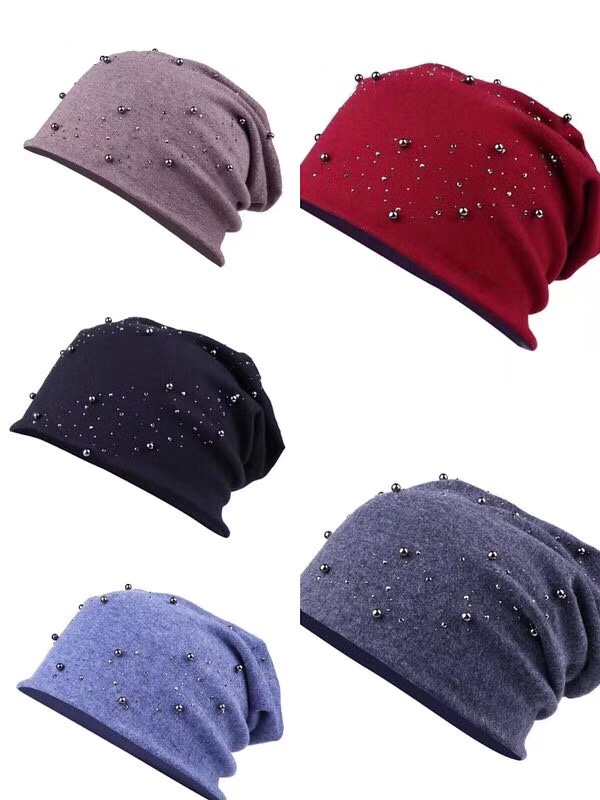 Dui Dui Hat, Baita Knitted Hat, Spring and Autumn Fashion, diamond and pearl custom-made, street Dance hat, head cap Specification image