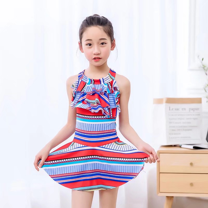 儿童游泳衣中大童连体公主款泳装