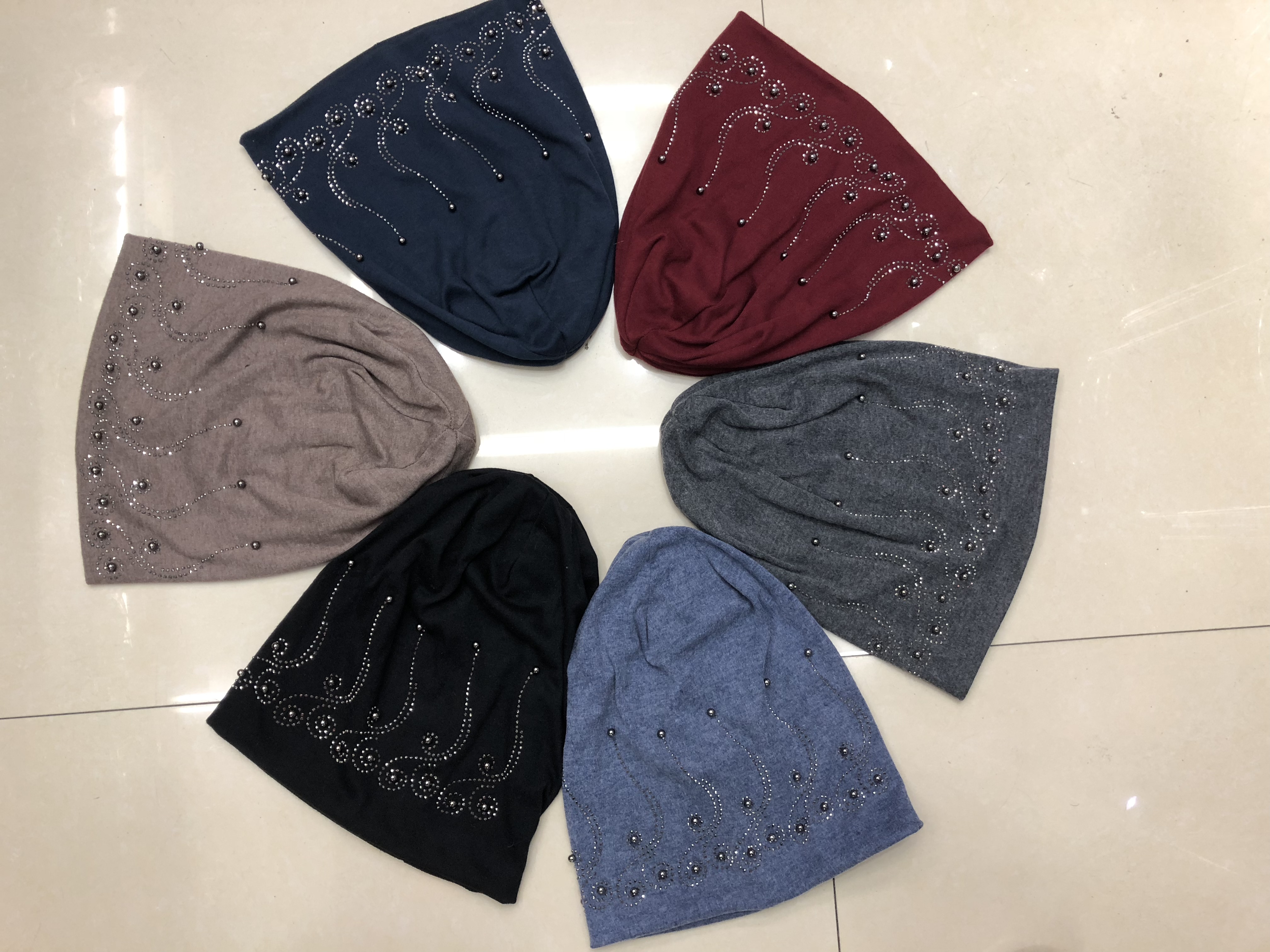 Dui Dui Hat, Baita Knitted Hat, Spring and Autumn Fashion, diamond and pearl custom-made, street Dance hat, head cap detail image 4