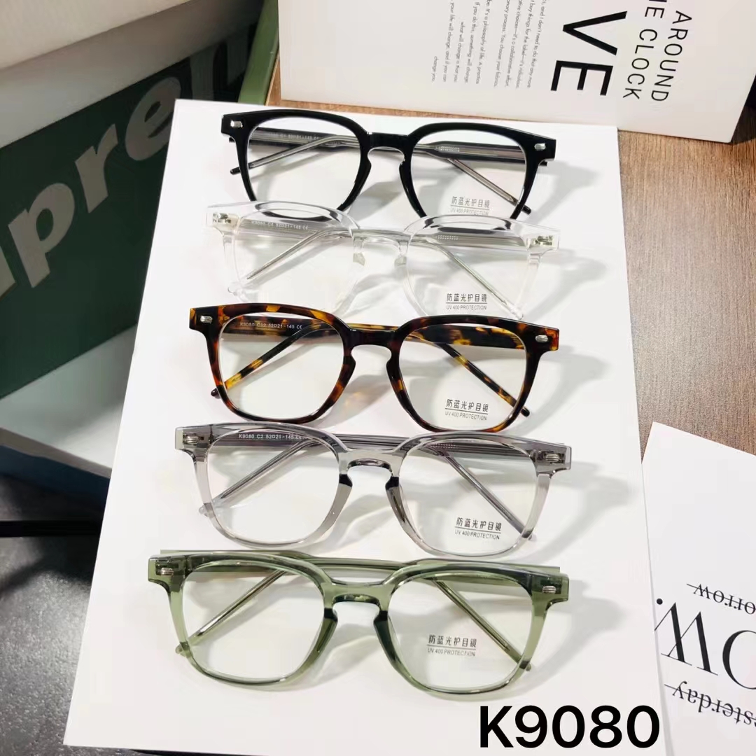 时尚新款k9080光学架护目镜，俊男靓女专配近视镜太阳镜，颜色多样可选。