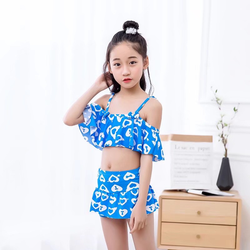 Cute Little Peach Heart, Off-The-Shoulder Suit, Can Double Wear Children's Swimsuit Bath Specification drawing