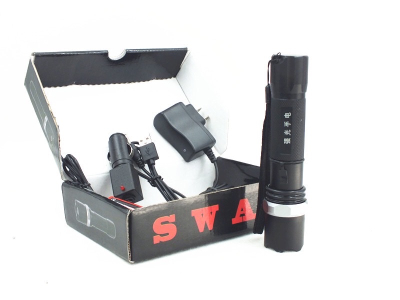 塑料接调焦强光手电 机械变焦 远射充电led手电筒户外家用灯 批发 金属手电详情图8