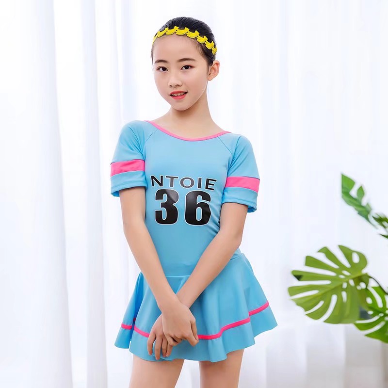 One-Piece Oversized Swimsuit, Sports Version, Cuff-Band Crew-Neck Swimsuit Specification drawing