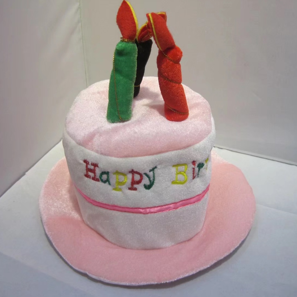 生日帽儿童生日蛋糕帽粉色3根蜡烛节日派对
