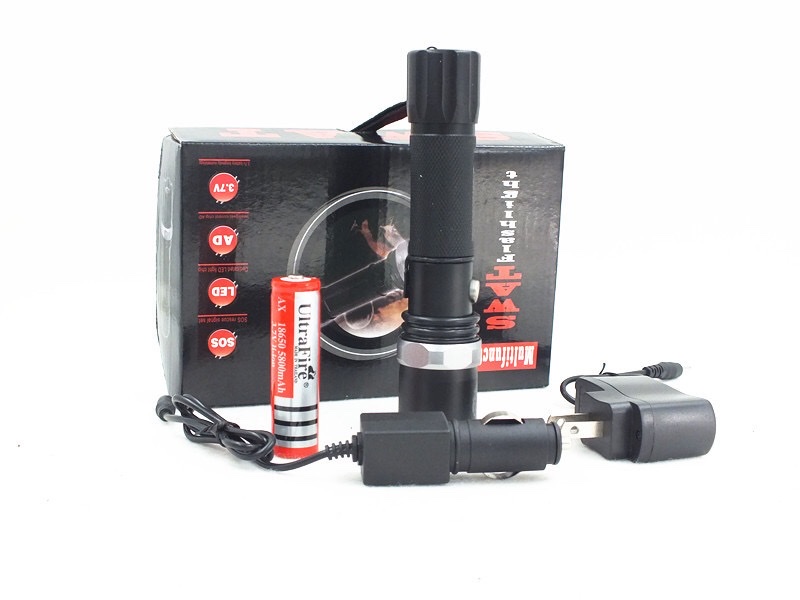 塑料接调焦强光手电 机械变焦 远射充电led手电筒户外家用灯 批发 金属手电详情图10