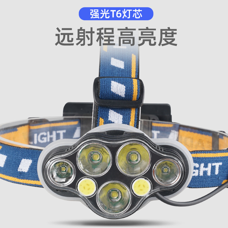 跨境新户外强光T6LED矿灯远射防水USB充电头灯户外夜钓鱼灯警示灯 细节图