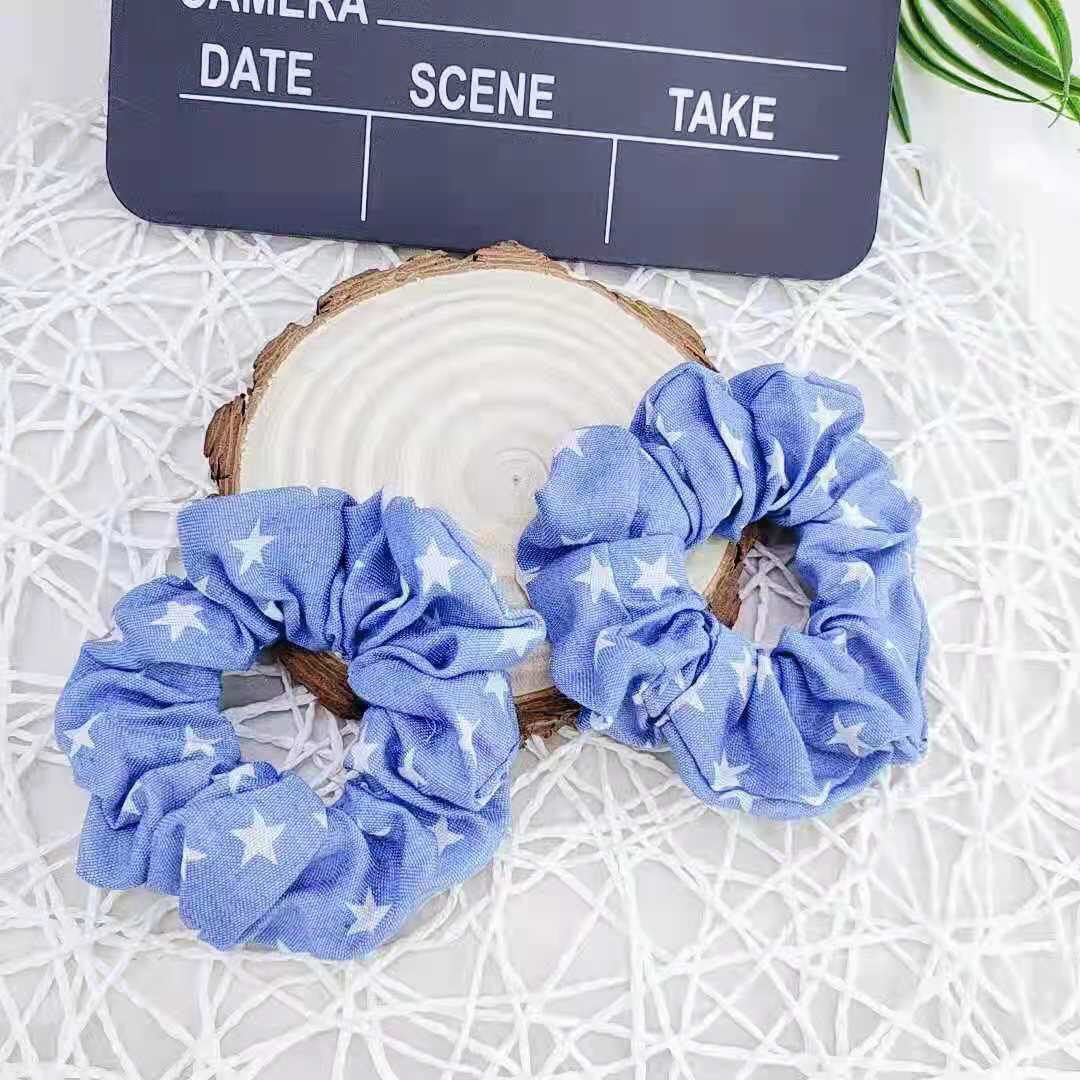 欧美时尚潮流牛仔印花小星星✨✨秋季新款流行牛仔星星大肠圈