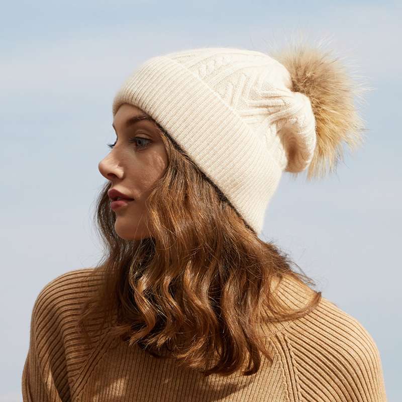 Hat Lady Autumn And Winter Rabbit Hair Knitted Hat Casual Everything Cute Hairball Wool Hat Warm Ear Protection Ski Hat Korean Tide details Picture