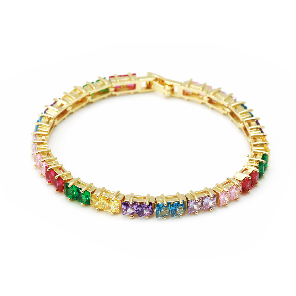 2021 European and American cross-border popular accessories: Personalized, simple and elegant bracelet, gold-plated multi-color glass bracelet for women Specification image