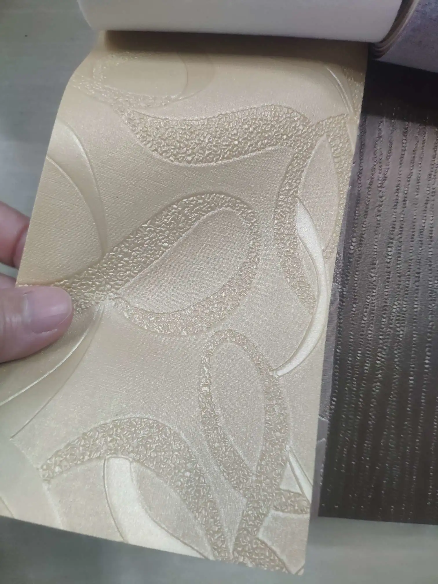 Artificial leather soft and hard wrapped sliding door leather wall decorative leather fabric in stock, ribbon pattern No. 2 detail image 3
