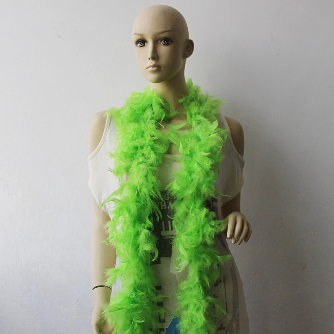 火鸡火片羽毛毛条50克两米果绿色