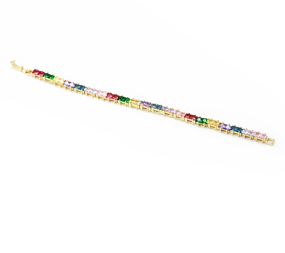 2021 European and American cross-border popular accessories: Personalized, simple and elegant bracelet, gold-plated multi-color glass bracelet for women detail image 1