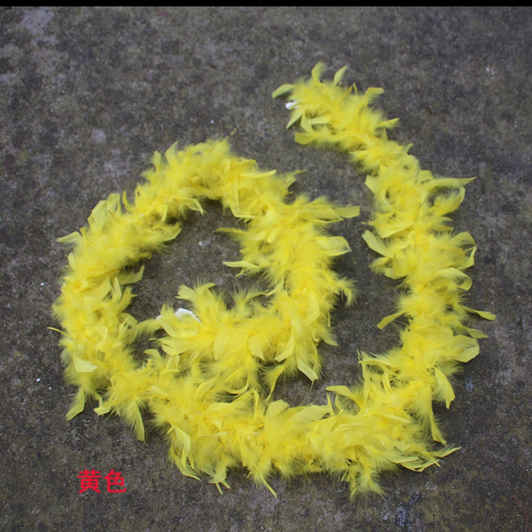 火鸡火片羽毛毛条50克两米黄色