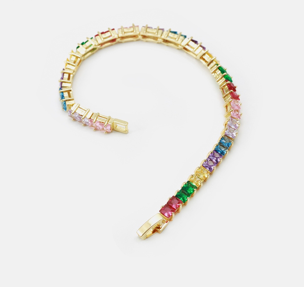 2021 European and American cross-border popular accessories: Personalized, simple and elegant bracelet, gold-plated multi-color glass bracelet for women details Picture