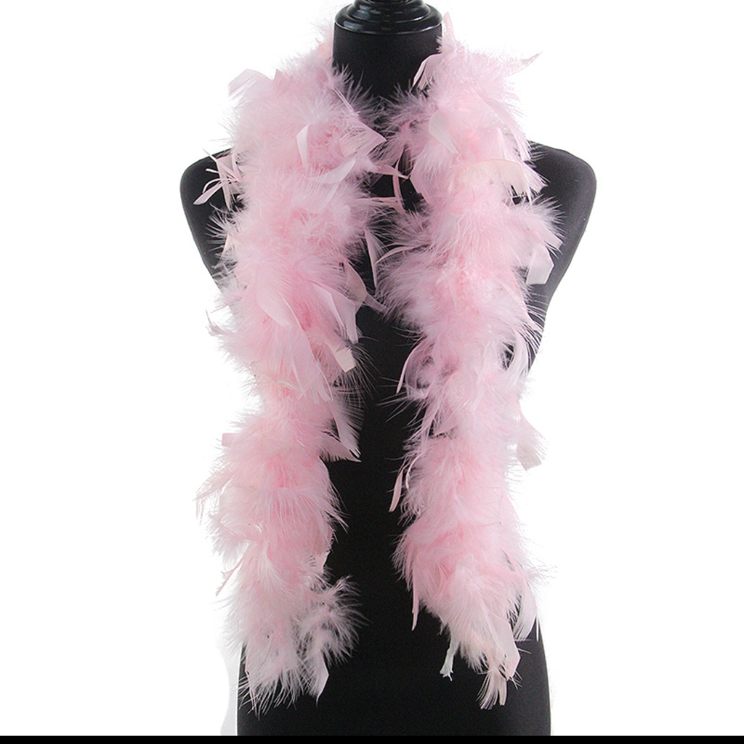 火鸡火片羽毛毛条40克两米浅粉色