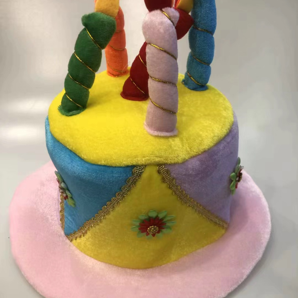 Birthday hat, adult birthday cake hat, patchwork and lace birthday hat, festival party