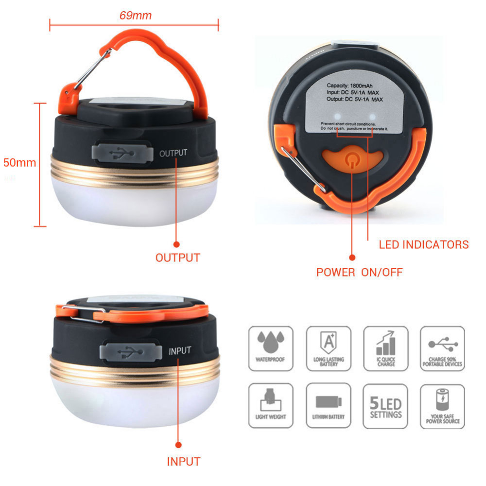 5898 Hanging light, camping light, tent light, emergency light, work light, LED with magnet, night light, Mini light Item Picture