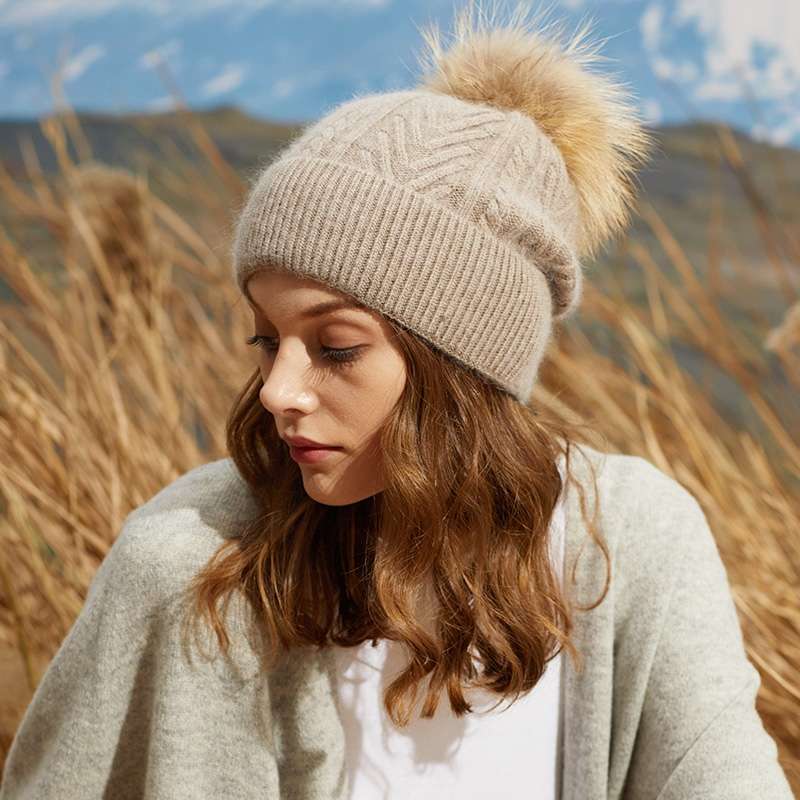 Hat Lady Autumn And Winter Rabbit Hair Knitted Hat Casual Everything Cute Hairball Wool Hat Warm Ear Protection Ski Hat Korean Tide Specification drawing