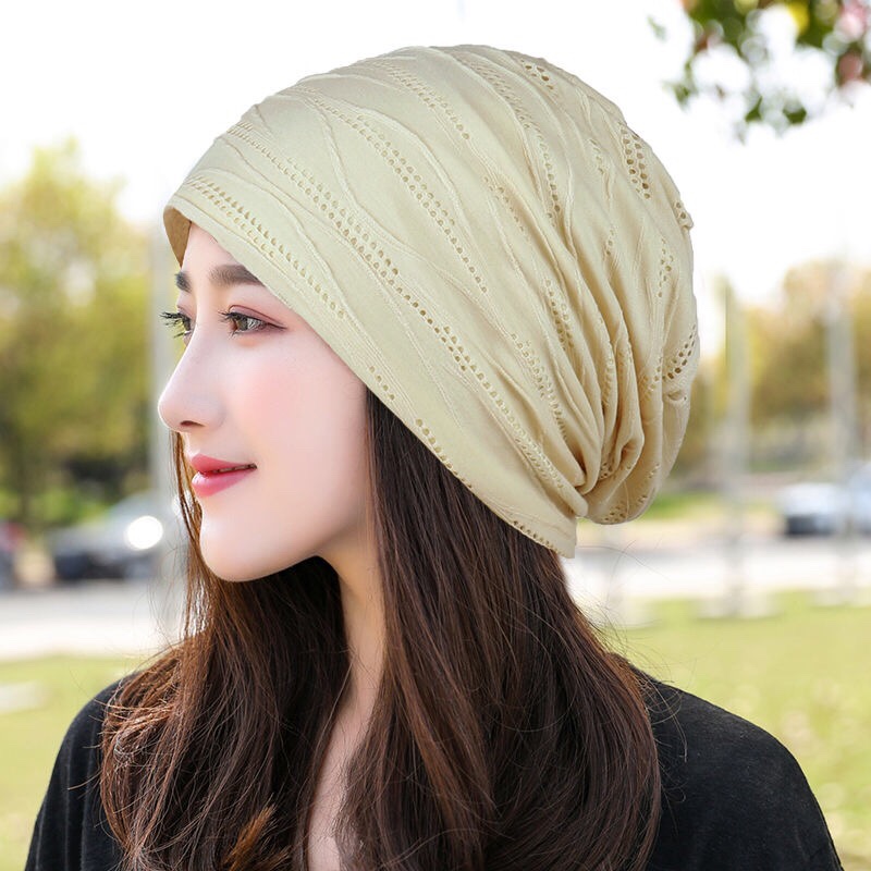 "Hat Girl Spring and Autumn Korean Lace Flower headscarf Hat, fashionable, casual and versatile headscarf hat, bald hat, thin postpartum hat 013. detail image 3