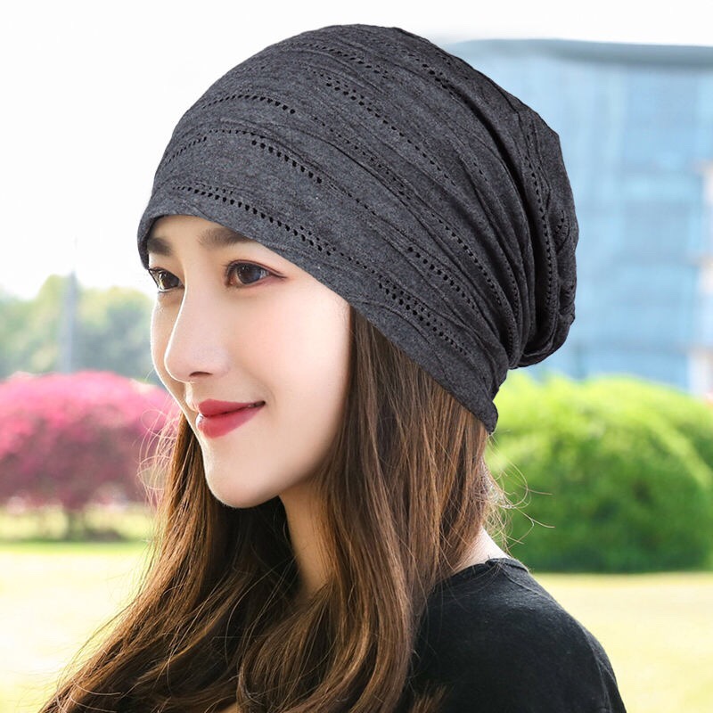 "Hat Girl Spring and Autumn Korean Lace Flower headscarf Hat, fashionable, casual and versatile headscarf hat, bald hat, thin postpartum hat 013. details Picture