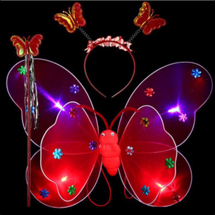 Single sequin wings Double glow butterfly wings three-piece PROM Dress for Children Angel head buckle Fairy Stick 90 Application Scenario