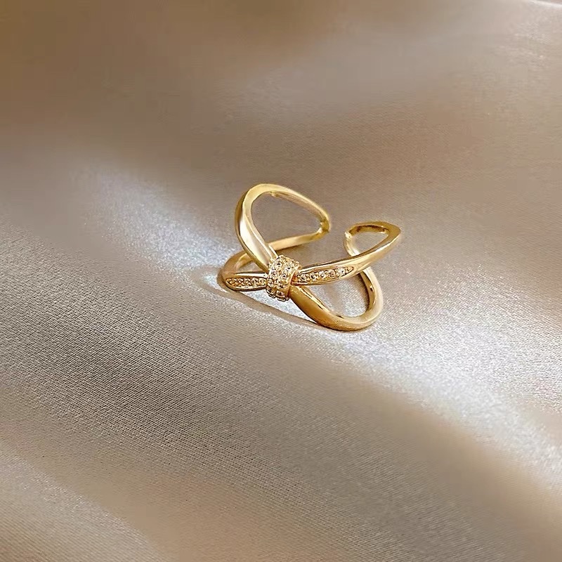 A new original bowknot design set with zircon and adjustable size ring details Picture